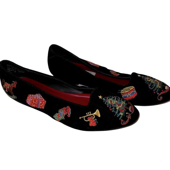 Worthington Shoes - VINTAGE WORTHINGTON embroidered velvet Christmas flats 7